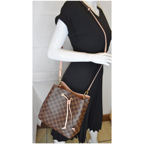LOUIS VUITTON Neonoe MM Damier Ebene Crossbody Bag Rose