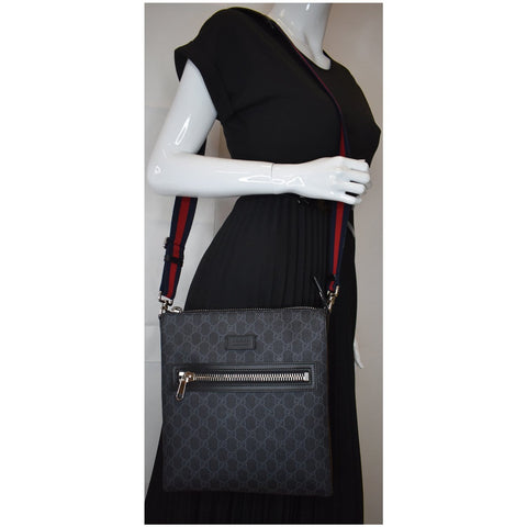 GUCCI GG Supreme Square Messenger Bag Black 474137