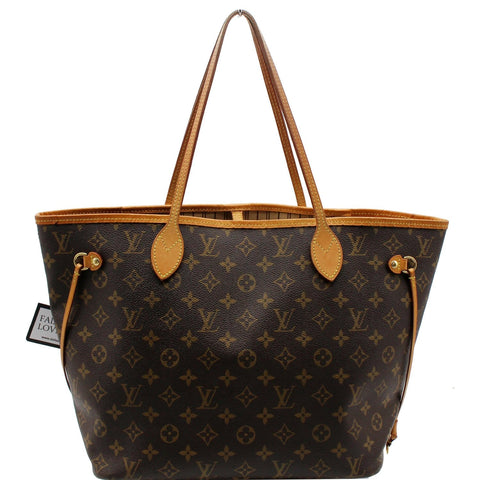 LOUIS VUITTON Neverfull MM Monogram Canvas Tote Bag Brown