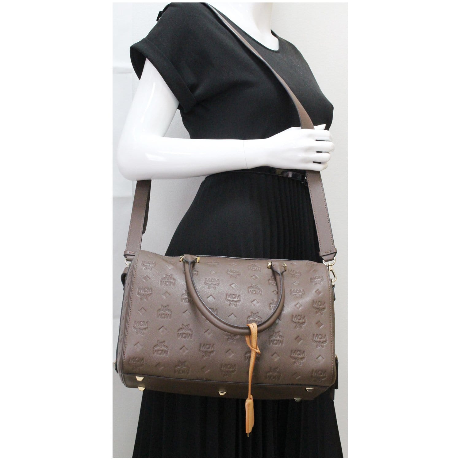 Mcm - Authenticated Boston Handbag - Leather Brown for Women, Good Condition