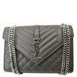 YVES SAINT LAURENT Envelope Chain Medium Mix Matelassé Leather Crossbody Bag Grey