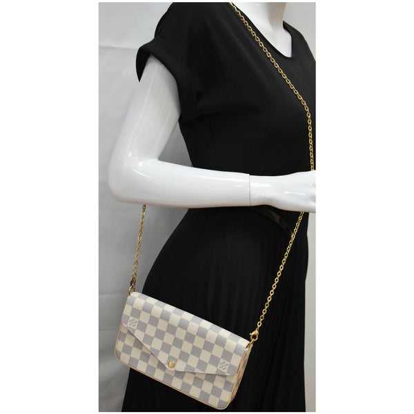 LOUIS VUITTON Felicie Pochette Damier Azur Crossbody Bag White