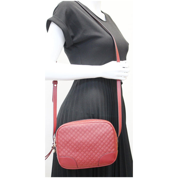 GUCCI Bree Micro GG Guccissima Leather Crossbody Bag Red 449413