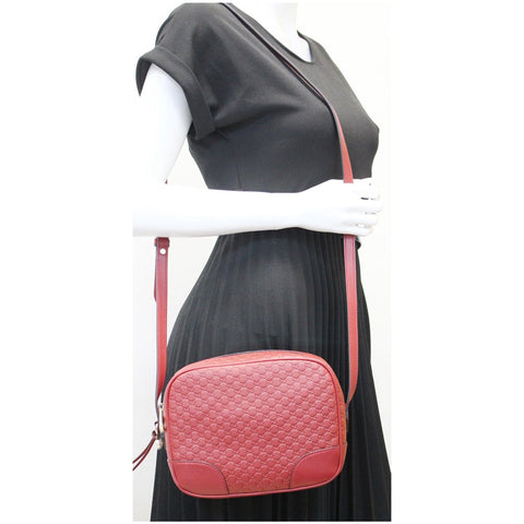 GUCCI Bree Micro GG Guccissima Leather Crossbody Bag Red 449413