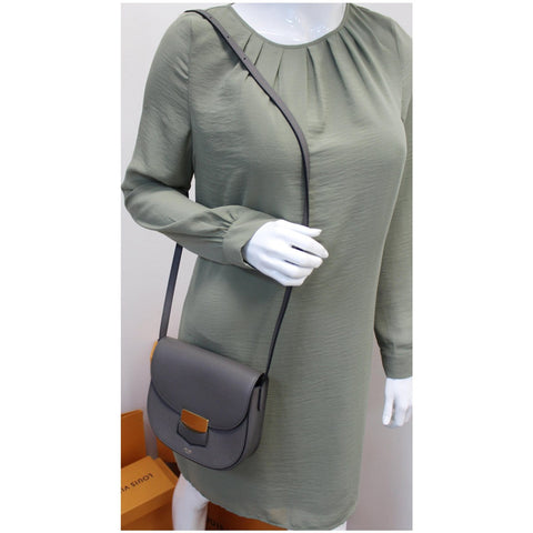 CELINE Trotteur Small Grained Calfskin Leather Shoulder Bag Grey