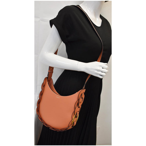 Chloe Darryl Small Grain Leather Shoulder Bag Orange