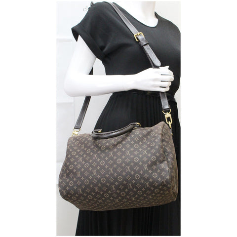 LOUIS VUITTON Speedy 30 Bandouliere Ebene Mini Lin Shoulder Bag Brown