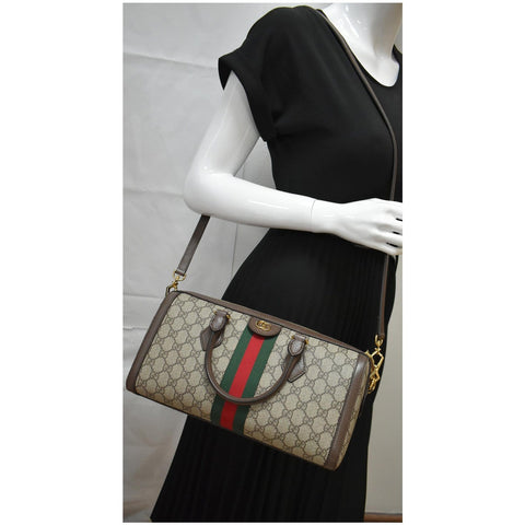 GUCCI Ophidia GG Canvas Medium Top Handle Shoulder Bag Beige 524532