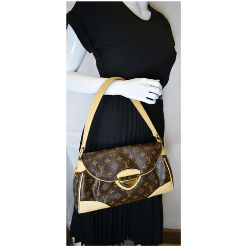 LOUIS VUITTON Beverly MM Monogram Canvas Satchel Bag Brown