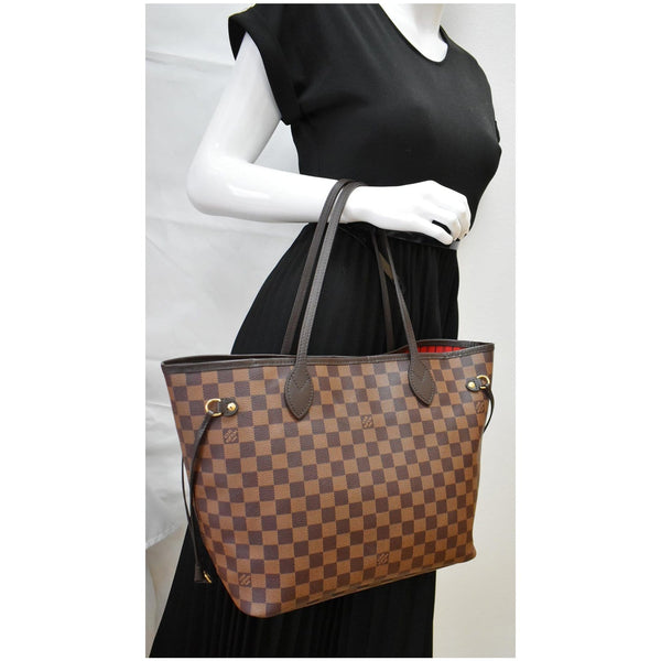 LOUIS VUITTON Neverfull MM Damier Ebene Tote Bag Brown