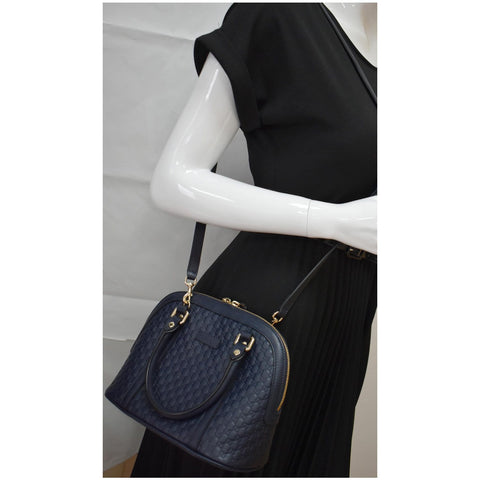 GUCCI Mini Dome Micro Guccissima Leather Crossbody Bag Blue 449654