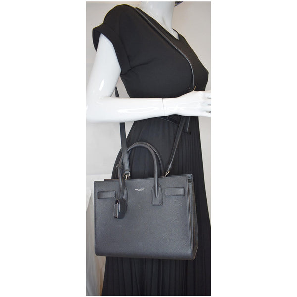 YVES SAINT LAURENT Baby Sac de Jour Grained Leather Tote Bag Black