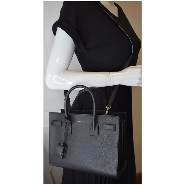 YVES SAINT LAURENT Baby Sac de Jour Grained Leather Tote Bag Black