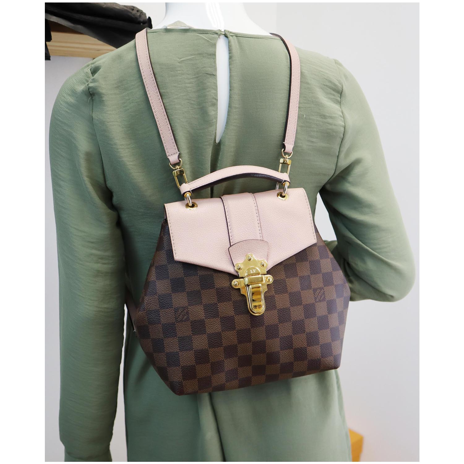 Louis Vuitton Clapton Damier Ebene Backpack Bag Magnolia