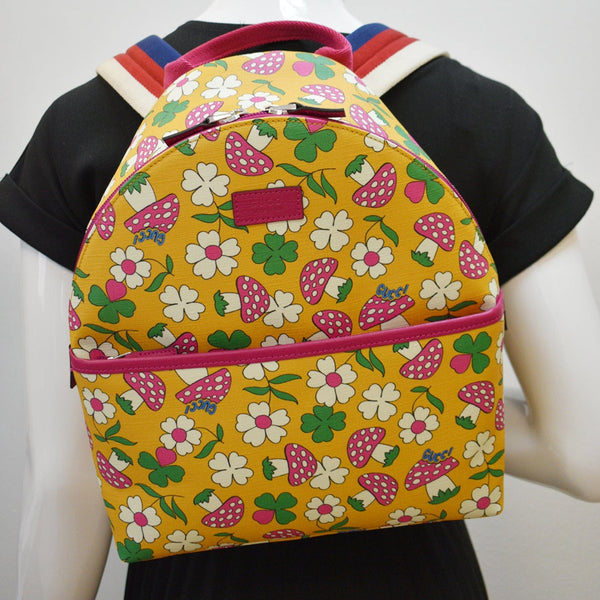 GUCCI Girls Floral Printed GG Coated Canvas Backpack Multicolor 271327