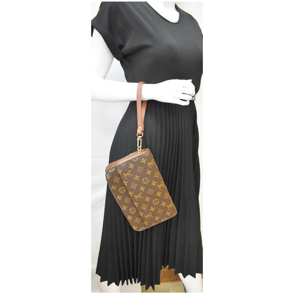 LOUIS VUITTON Orsay Monogram Canvas Clutch Bag Brown