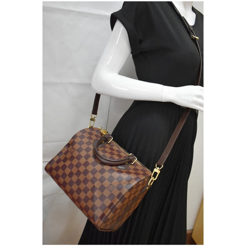 LOUIS VUITTON Speedy 25 Bandoulière Damier Ebene Satchel Bag Brown