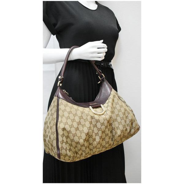 GUCCI D Ring Large Monogram Hobo Bag Brown 189833
