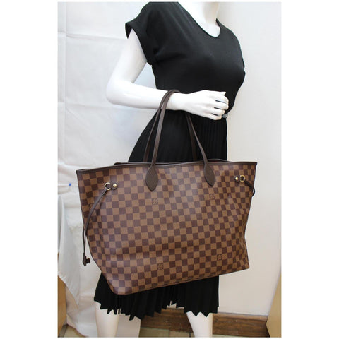 LOUIS VUITTON Neverfull GM Damier Ebene Tote Shoulder Bag Brown