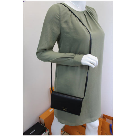 Gucci Textured Leather Swing Crossbody Clutch long strap