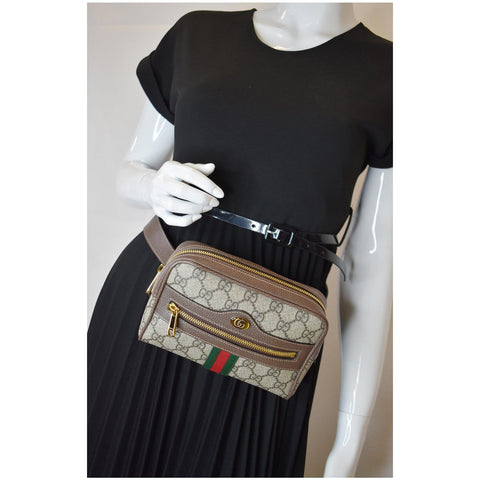 GUCCI Ophidia Small GG Supreme Canvas Web Belt Bag Brown 517076