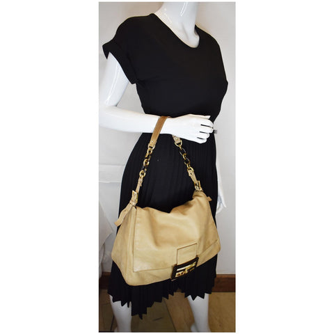 FENDI Mama Forever Large Flap Leather Shoulder Bag Yellow