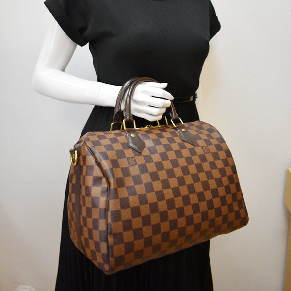 LOUIS VUITTON Speedy 30 Damier Ebene Satchel Bag Brown - Hot Deals