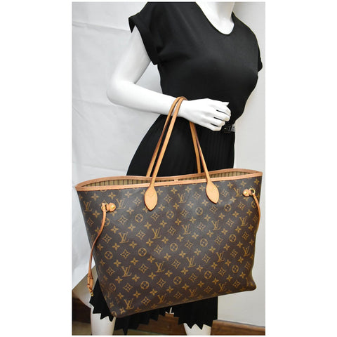 LOUIS VUITTON Neverfull GM Monogram Canvas Tote Bag Brown