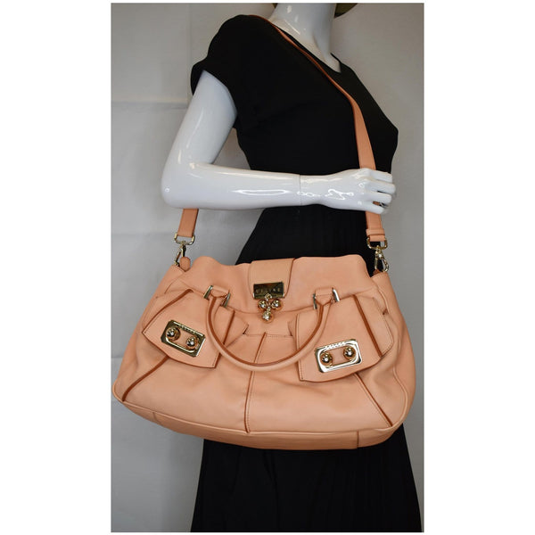 Celine Blossom Leather Shoulder Tote Bag Peach