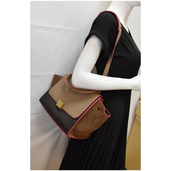 CELINE Trapeze Small 2way Leather Shoulder Bag Tricolor