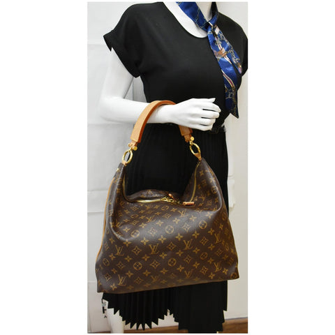 LOUIS VUITTON Sully MM Monogram Canvas Shoulder Bag Brown
