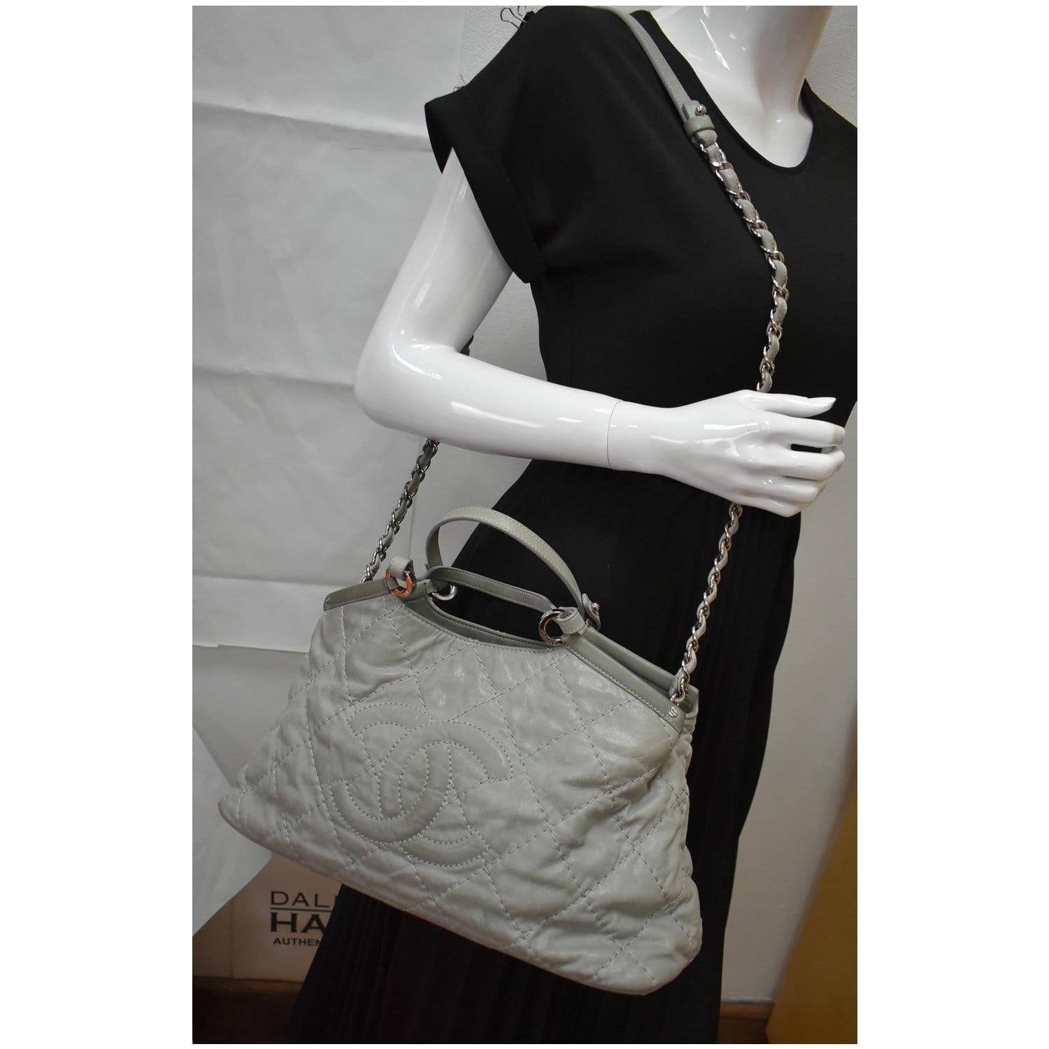 CHANEL Wild stitch Tote Bag Hand Bag Lambskin Leather Beige