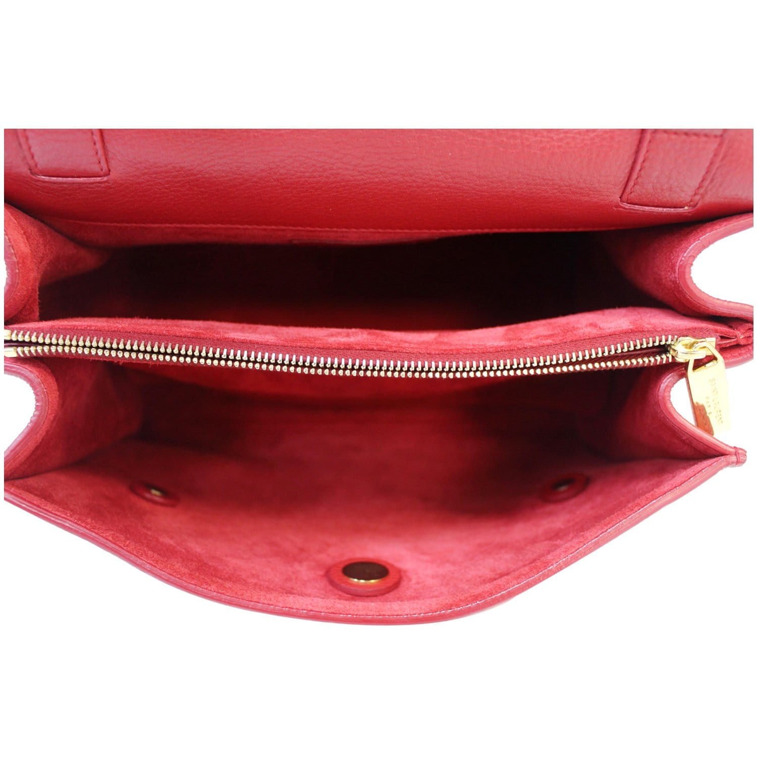 YVES SAINT LAURENT Muse Two Medium Calfskin Satchel Shoulder Bag Red