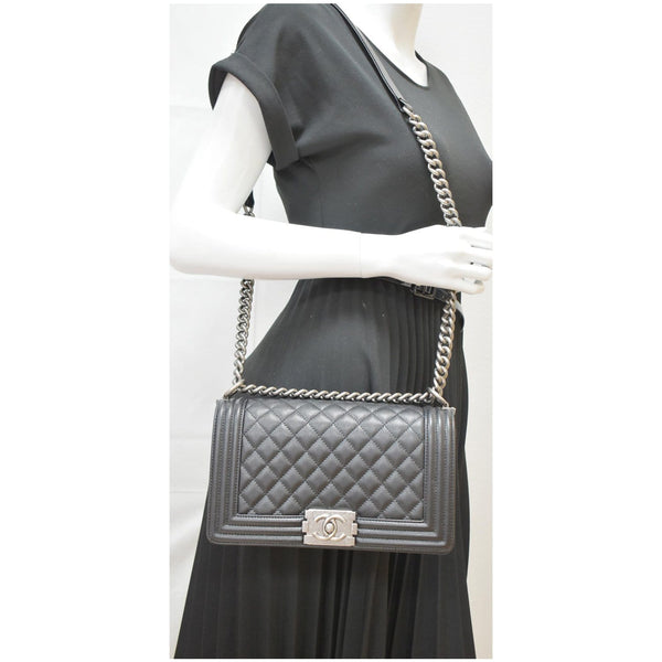 Chanel Medium Boy Flap Caviar Leather Shoulder Bag