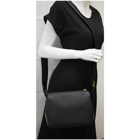 BURBERRY Helmsley House Check Grained Leather Crossbody Bag Black