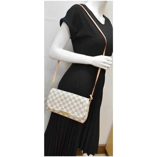 LOUIS VUITTON Favorite MM Damier Azur Crossbody Bag White