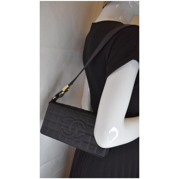 CHANEL CC Chocolate Bar Flap Bag Black