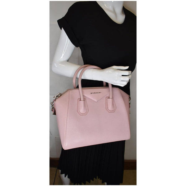 GIVENCHY Antigona Small Goatskin Leather Shoulder Bag Rose Pink