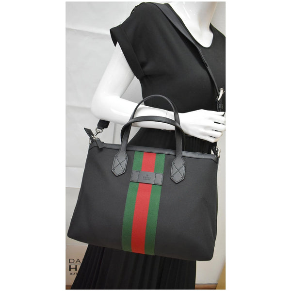 GUCCI Nylon Top Handle Shoulder Bag Black 630923