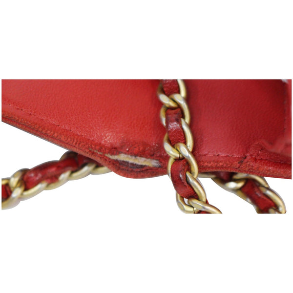 CHANEL Boy Woc Lambskin Leather Wallet On Chain Clutch Bag Red