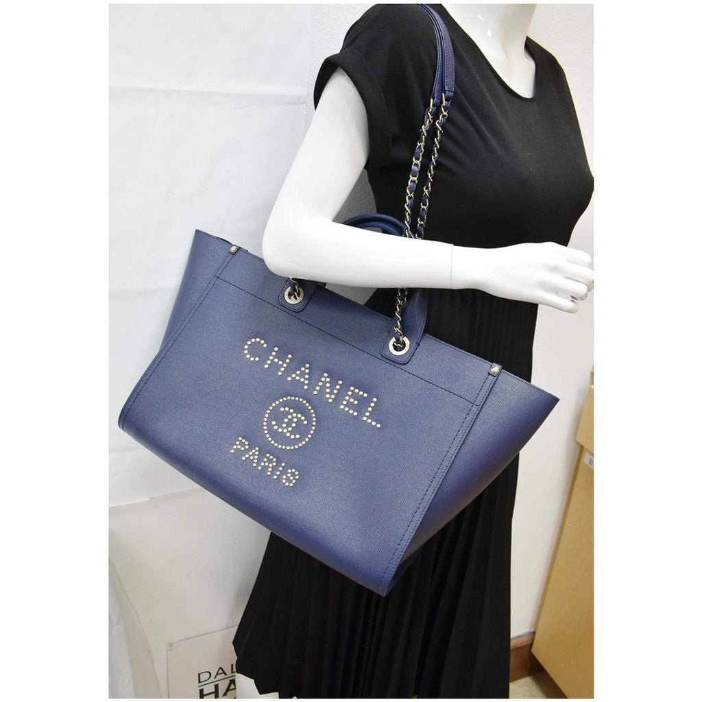Chanel Beige Deauville Studded Small Tote Bag