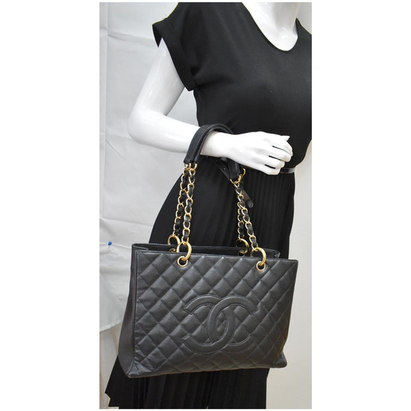 CHANEL Grand Shopping GST Caviar Leather Tote Bag Black