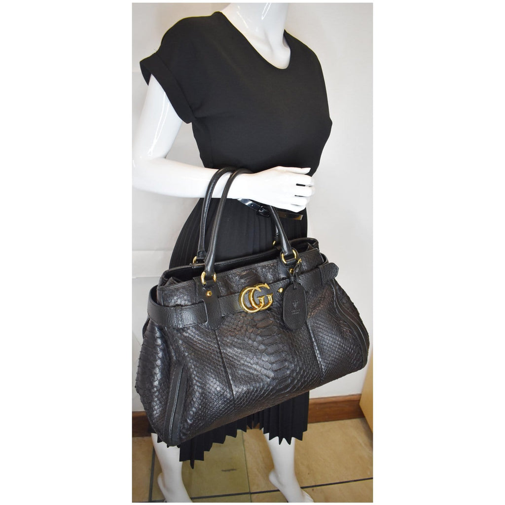 Gucci Python Gg GUCCI Large GG Running Python Tote Bag Black 247179
