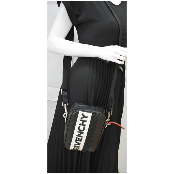 GIVENCHY MC3 Logo Leather Crossbody Bag Black