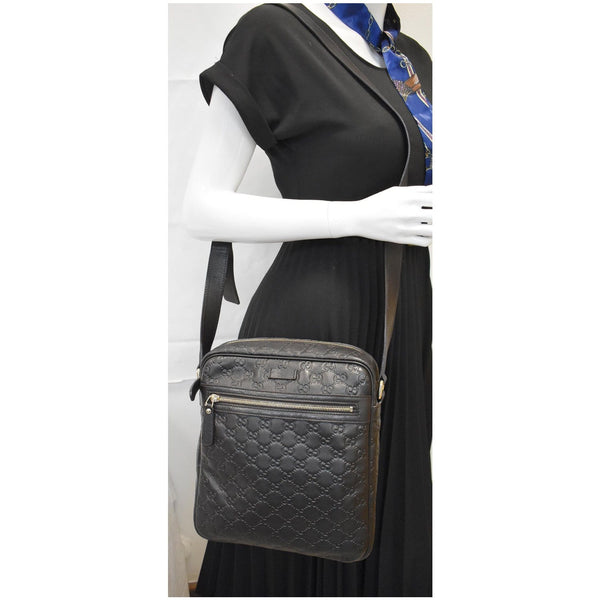 GUCCI Guccissima Leather Messenger Bag Black 201448