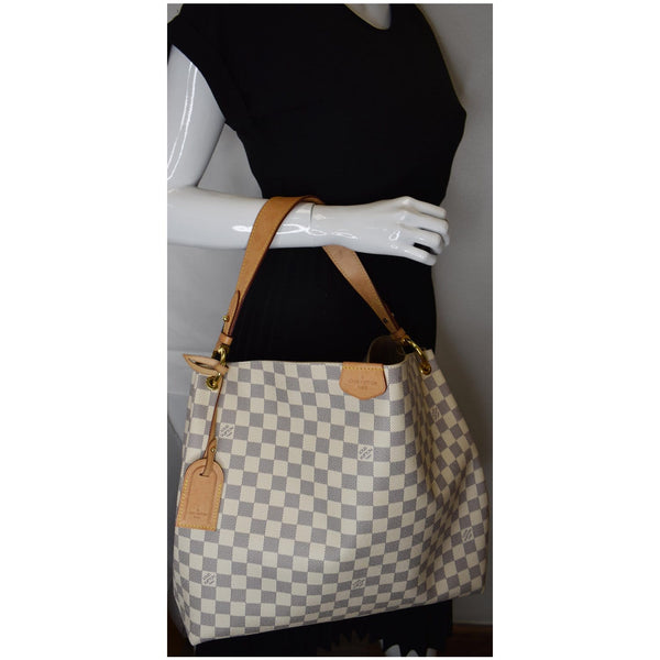 LOUIS VUITTON Graceful MM Damier Azur Shoulder Bag White
