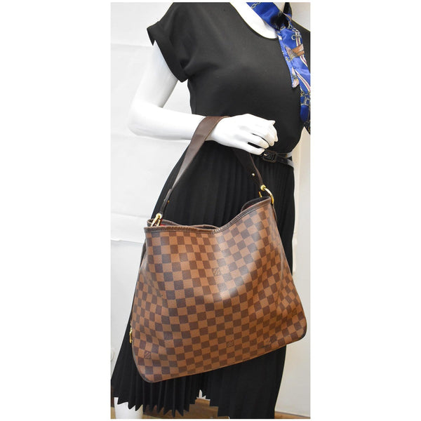 LOUIS VUITTON Delightful MM Damier Ebene Hobo Bag Brown