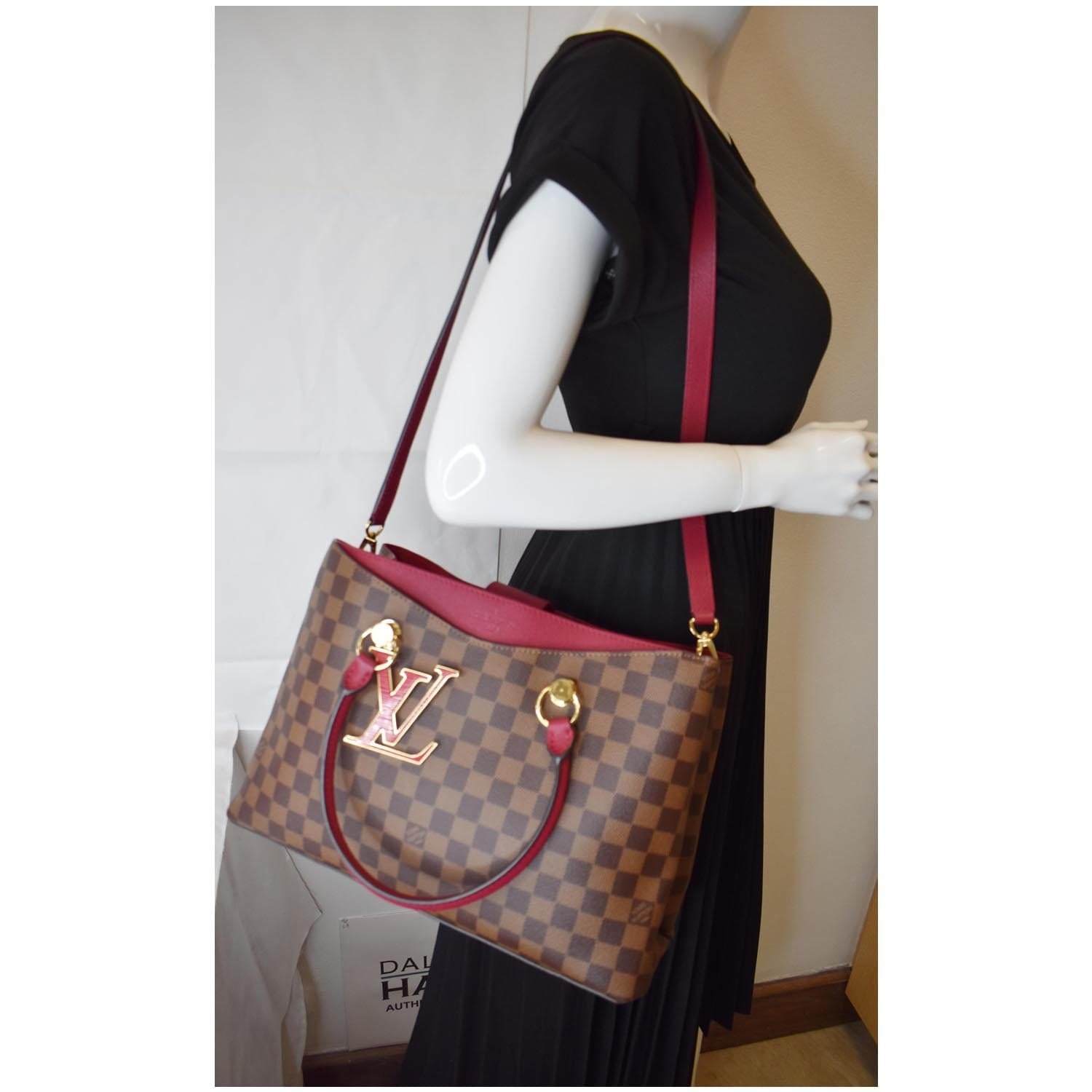 🔥LOUIS VUITTON Damier Ebene Siena PM Red Crossbody Tote Bag Italy ❤️RARE  GIFT!