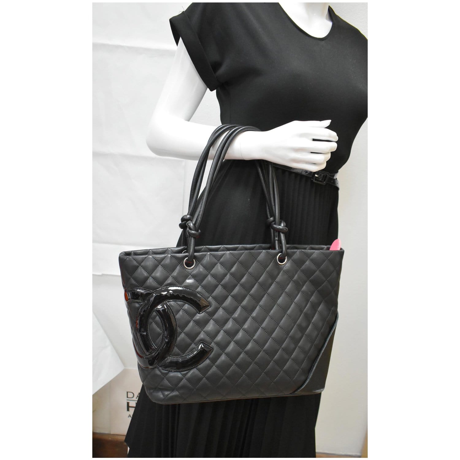 black chanel bag with white cc