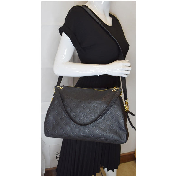 LOUIS VUITTON Ponthieu MM Monogram Empreinte Leather Shoulder Bag Black